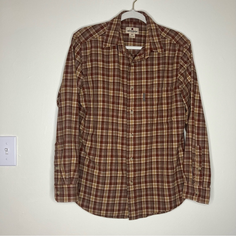 Woolrich men’s cotton flannel plaid long sleeve button down shirt M